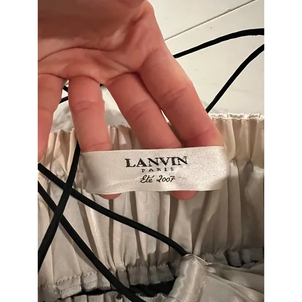 Lanvin Paris Silver Metallic Silk Babydoll Tank Top Blouse Size Medium France - Image 6