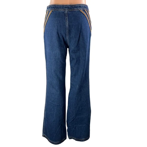 Free People We The Free Over the Rainbow Blue Bootcut Flare Denim Jeans Size 27 - Image 3