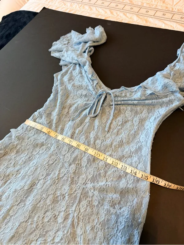 Kimchi Blue Chiara Sheer Lace Midi Dress, baby blue, size L - Image 7
