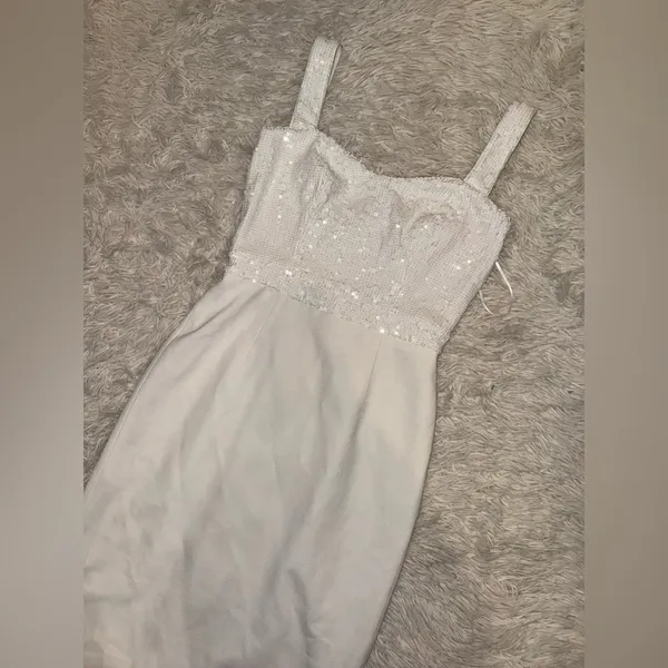 NWOT Dress The Population Silvia Sequin Bodycon Midi Dress WHITE Sz S - Image 5
