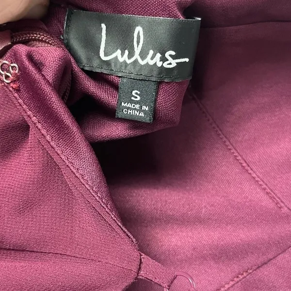 Lulu's Burgundy Wine Red‎ V-Neck Chiffon Maxi Dress S - Image 8