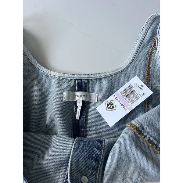 NWT FRAME The Shift Denim Dress Light Blue Wash Size 6 - Image 6