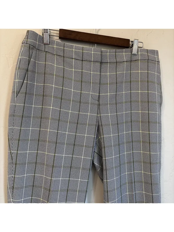 Bar III Plaid Ankle Pants Women’s Size 12 Grey Black Yellow Plaid Work Career - Image 5