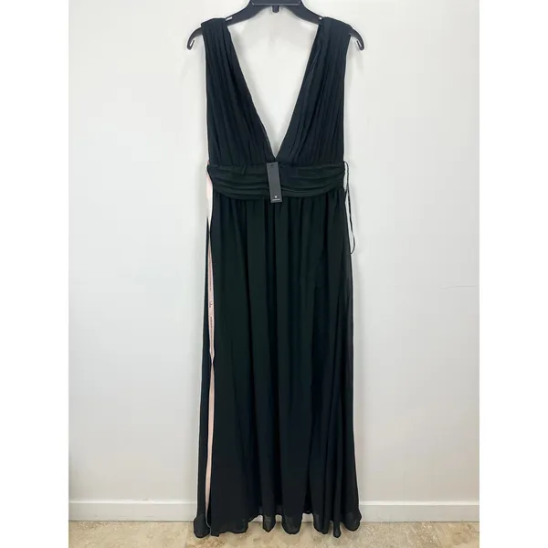 Lulus Heavenly Hues Black Maxi Dress Long Chiffon Bridesmaid Formal L NWT - Image 5