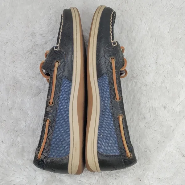 Black Sperry leather boat shoes sz 8 - Image 5