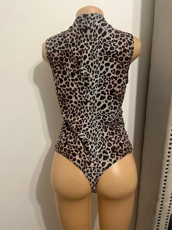 Milumia Women's Cheetah Print Top Mock Neck Ruched Leopard Bodysuit - Image 5