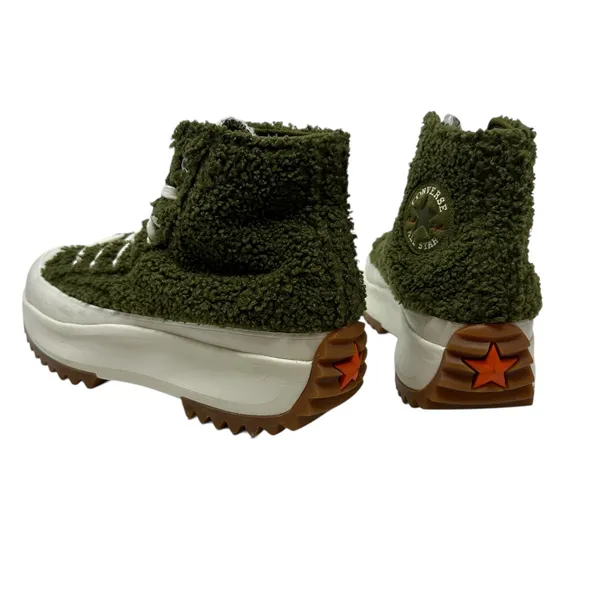 Converse Run Star Hike‎ High Sherpa Platform Sneakers Green Faux Fur Size US 8.5 - Image 11