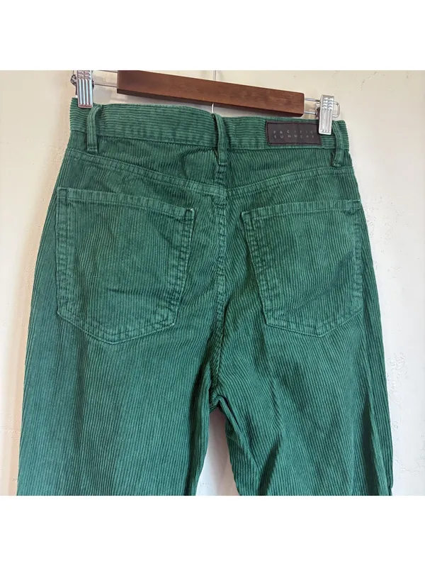 Pacsun Green Corduroy Dad Jeans High Rise Straight Leg Button Fly Size 26 - Image 8