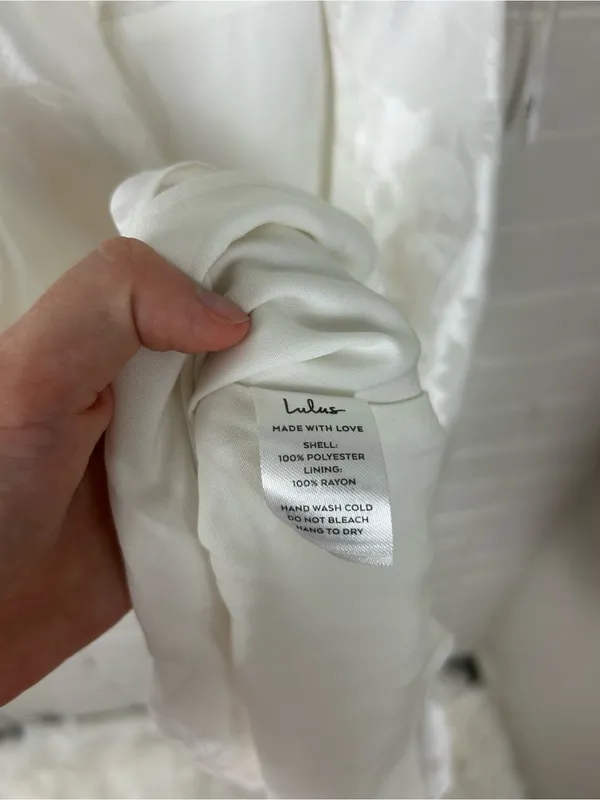 Lulus Close To Your Heart White Satin Jacquard Cowl Slip Mini Dress Size XS - Image 11