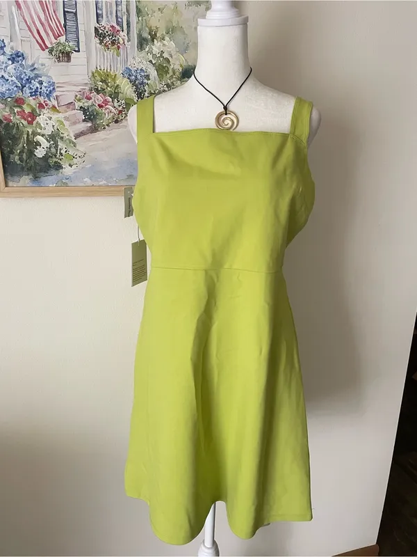 Aritzia Sunday Best Idol Mini Dress Pear Green Square Neck Size Large New - Image 2