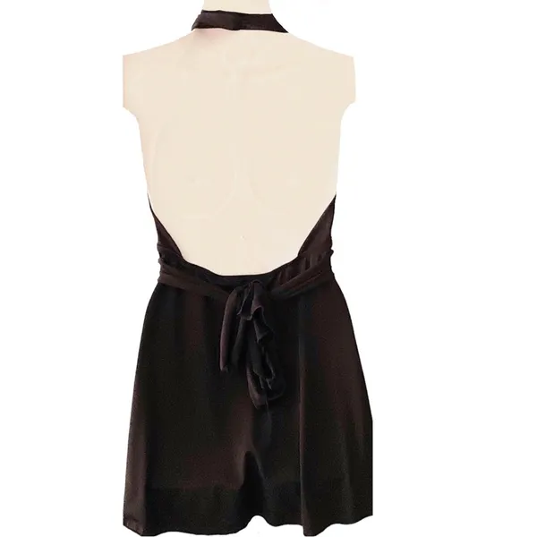 Forever 21 Black Shirred Tie Waist Halter Size M - Image 2