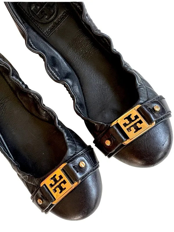 Tory Burch Leather Ambrose Ballet Flats Black Size 7 - Image 6