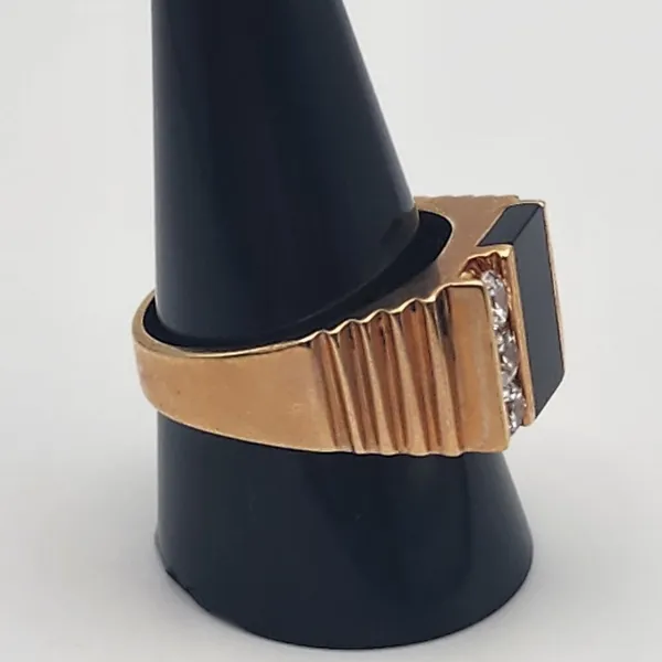 Park Lane Art Deco Gold Tone Onyx & CZ Ring (11) - Image 3