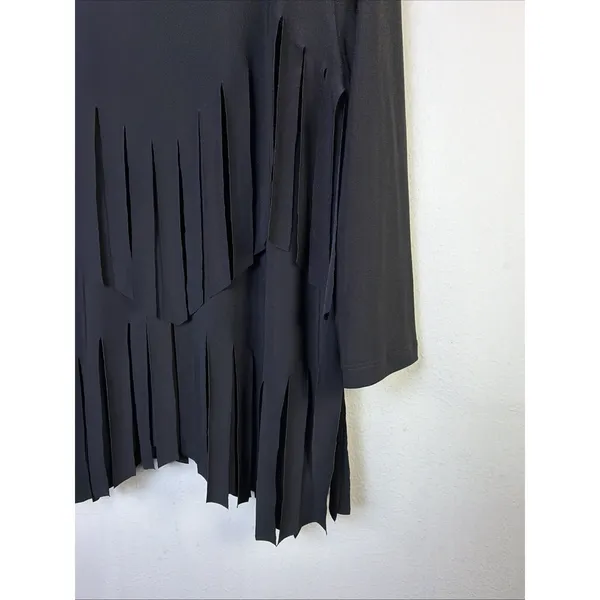 Ali Miles Black Fringe Blouse large whimsygoth western bohemian hippy festival - Image 4