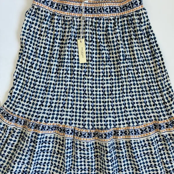 Max‎ Studio London Navy Blue White Geometric Tiered Maxi Skirt XS NWT 5702Q16 - Image 2
