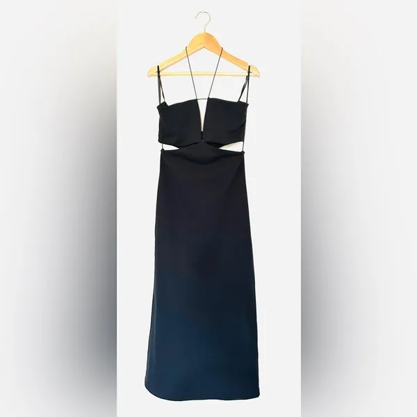 Zara Cutout Dress‎ | Black Strapless | Sz Medium | Midi - Image 5
