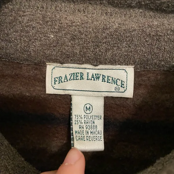 EUC Vintage Frazier Lawrence women’s brown stripe‎ soft plush zip jacket medium - Image 4