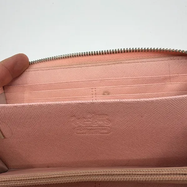 Coach Accordion Zip Pink Signature C Coated Canvas Wallet - Image 7