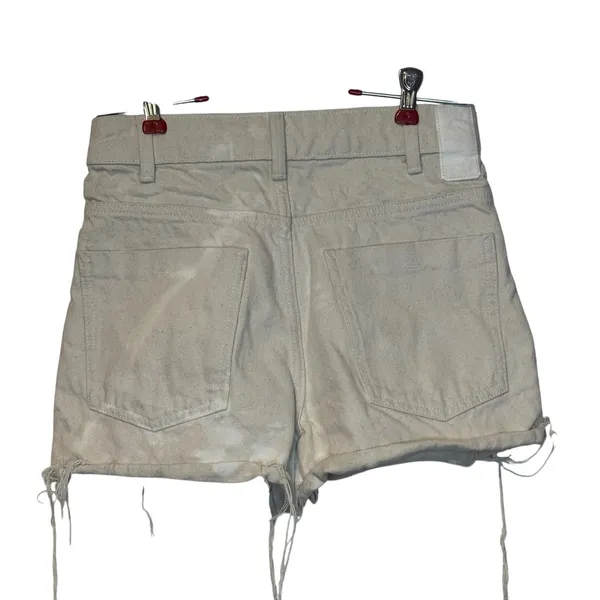 Zara Womens Shorts Bleached Spots High-Rise Frayed Hem Off White Denim Size 4 - Image 6
