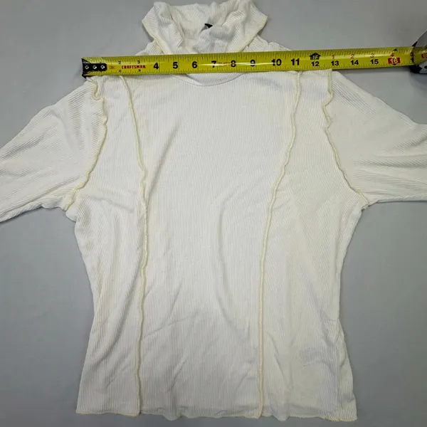 Wild Fable Women's White Ribbed Exposed Seam Turtleneck Long Sleeve Top - Image 4