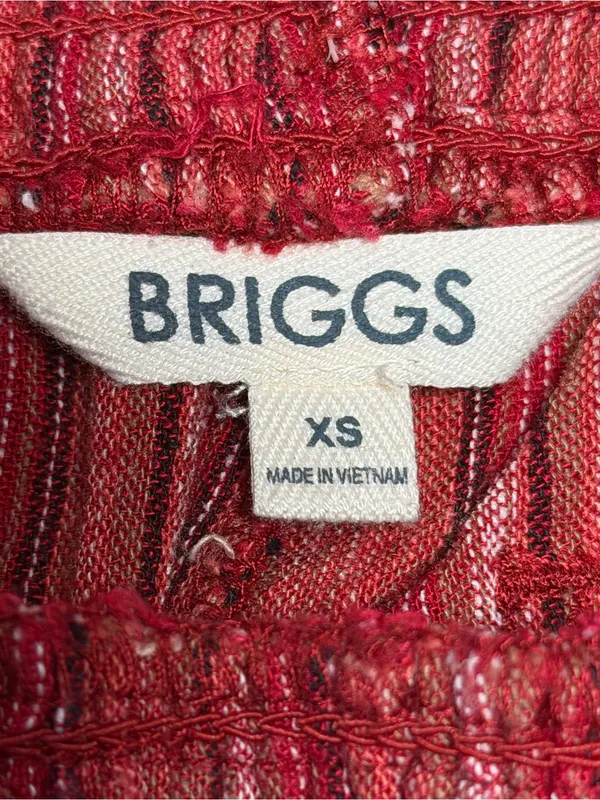 Briggs Striped Linen Blend Drawstring Shorts Red Beachy Summer XS - Image 7