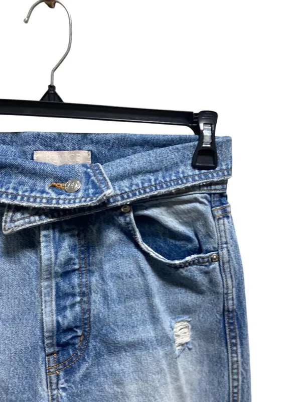 Revice Denim Fold Over Waist Baggy Denim Jeans Blue Size 28 Distressed Retro - Image 8