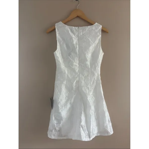 Lulus Exquisite Moments White Floral Jacquard Sleeveless Mini Dress Size XS - Image 5