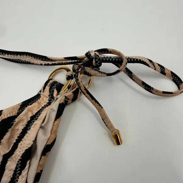 PQ Swim Bikini Bottom SZ Small NWT Cleo Link TieSide Teeny Tiger Print Gold Ring - Image 12