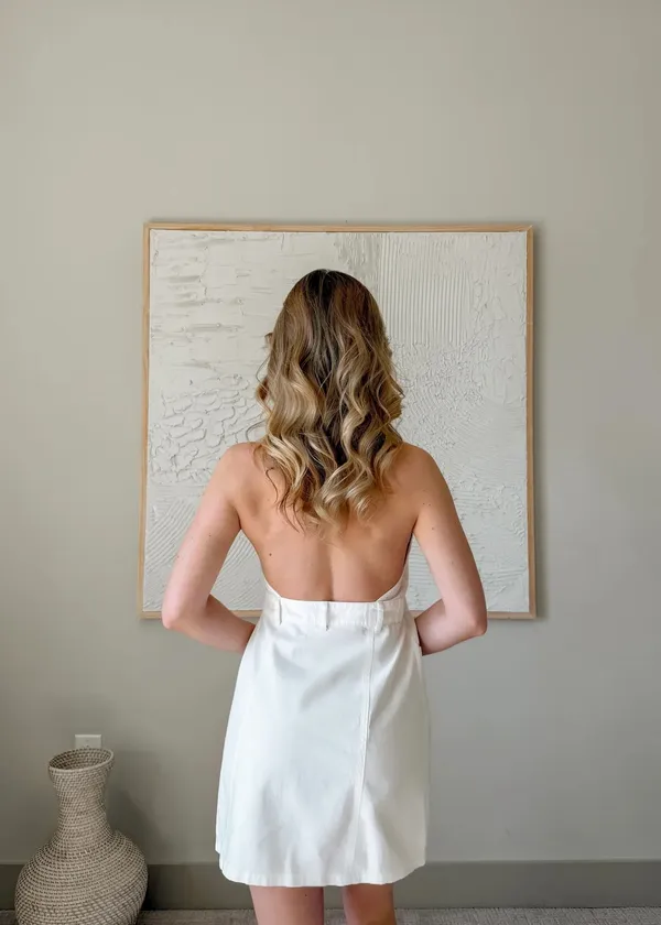 VICI White Denim Halter Dress - Image 2