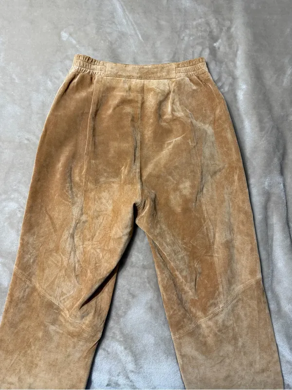 Margaret Godfrey Vintage Leather Suede Tan Pants - Size 4 - Image 3