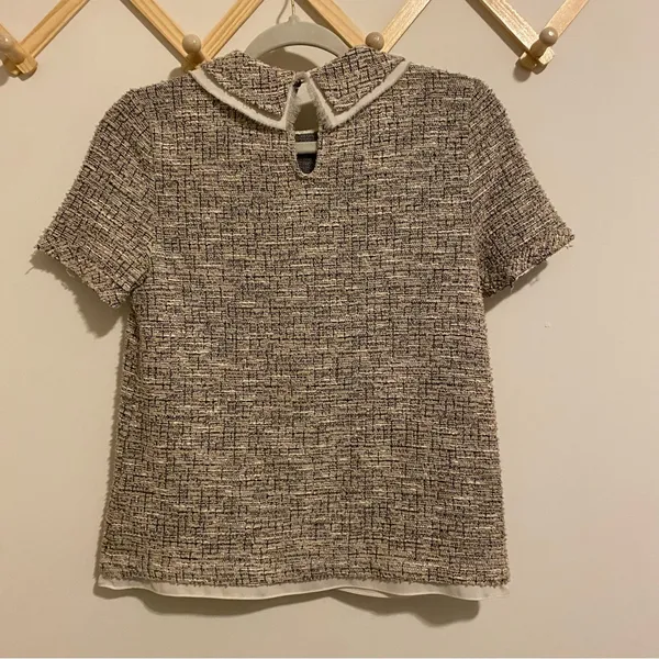 Anthropologie Postage Stamp Tweed Collared Blouse size XS - Image 7