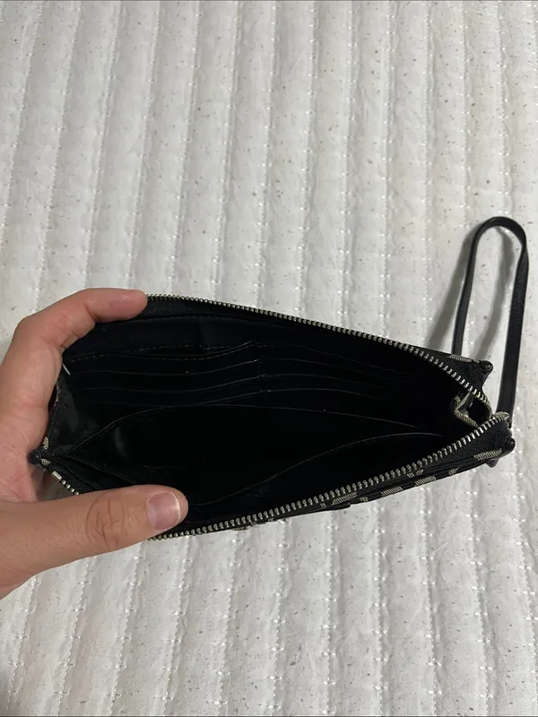 Coach Black and Tan Signature Canvas Wristlet - Image 2