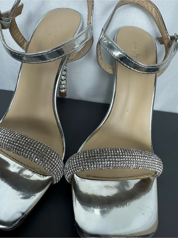Charlotte Russe Y2K style party disco Silver Embellished stiletto Heels size 6 - Image 4