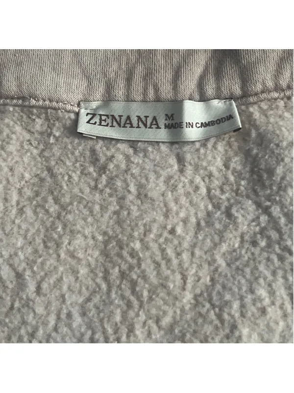 Zenana Scuba Cropped Funnel-Neck Half-Zip fleece. kangaroo pocket. (M) - Image 2