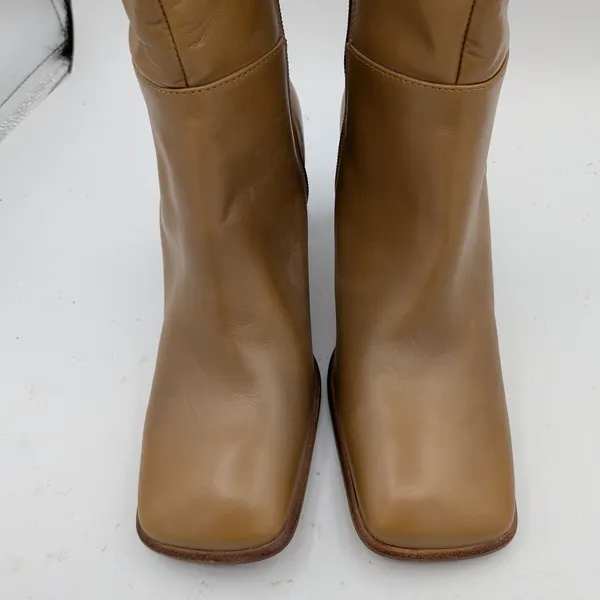 Paul Green Tan Leather Square Toe Block Heel Mid Calf Boots 4.5 UK‎ 7 US 40238 - Image 4