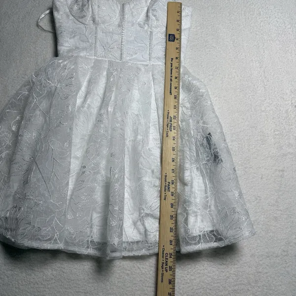 Lulus Tulle Mini Dress Embroidered Strapless Size XS Floral Bachelorette Bridal - Image 9