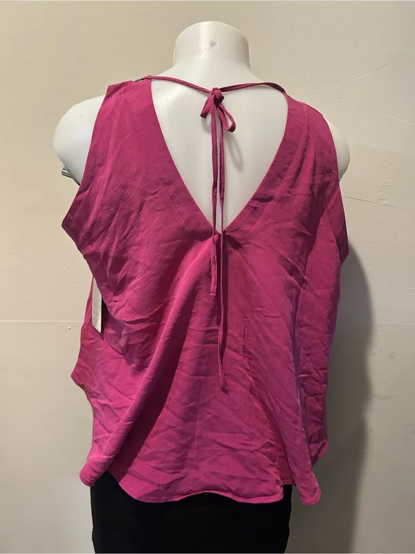 Free People Fuchsia V-Neck Draped Ring-Shoulder Camisole - Image 3