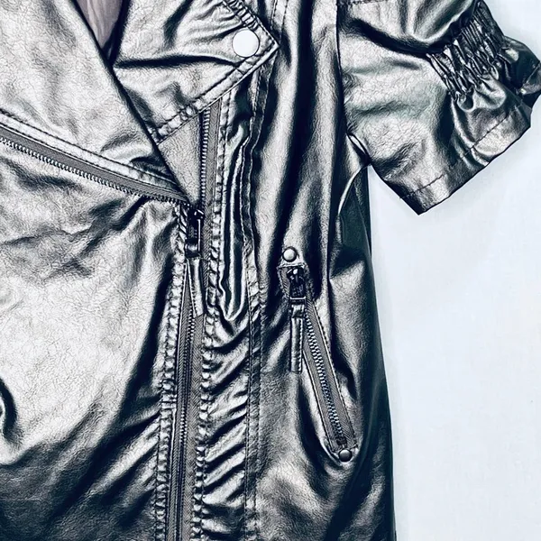 Wet Seal Faux Leather Gunmetal Silver Jacket L - Image 4