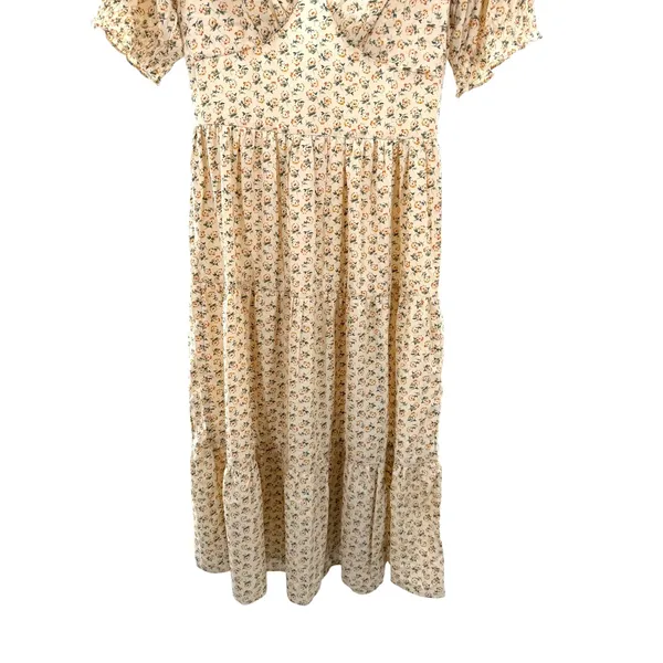 Daisy‎ Street Tiered Cutout Midi Dress Floral Cream V-Neck Keyhole Back Size M - Image 5