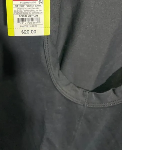 All in Motion CYA Long Sleeve Open‎ Back Activewear Top Black XXL Gym Activewear - Image 4