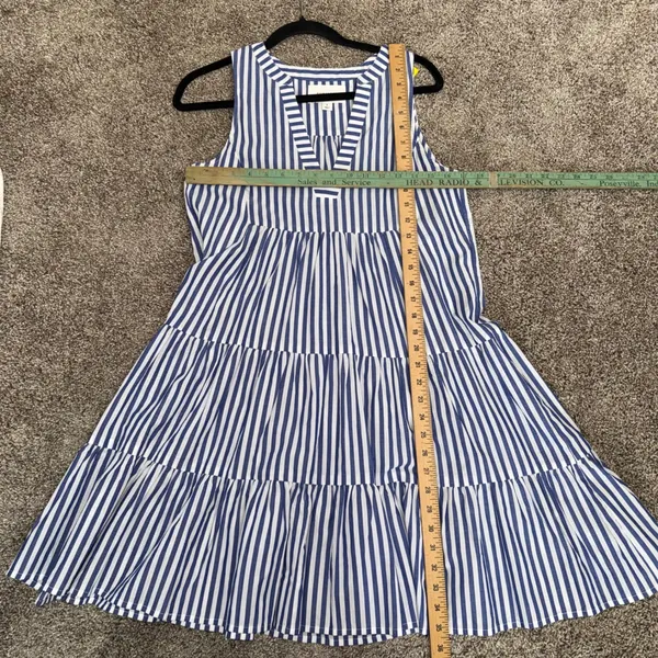 Pomander Place Dress Women S Blue White Good Striped Tiered Cotton Mini Y20971T - Image 5