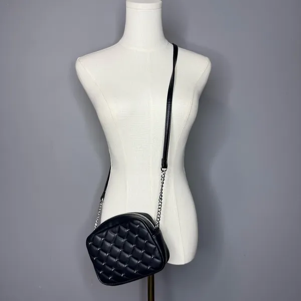 Rebecca Minkoff Black Quilted Studded Crossbody Bag Purse - Image 8
