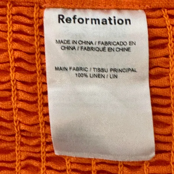 Reformation halter bralette cropped top Isabel citrus orange medium 100% linen - Image 5