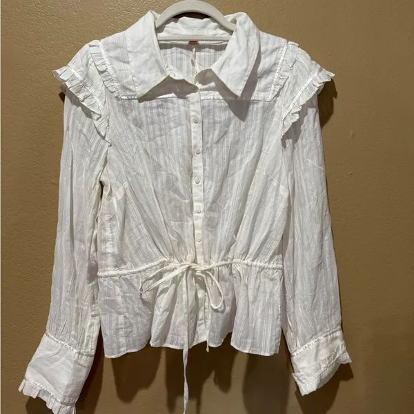 Free People Women’s White‎ Cotton Blouse - Image 3