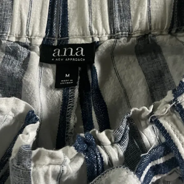 ana A New Approach‎ Striped Wide Leg Pants Womens Medium Blue White Linen Blend - Image 4