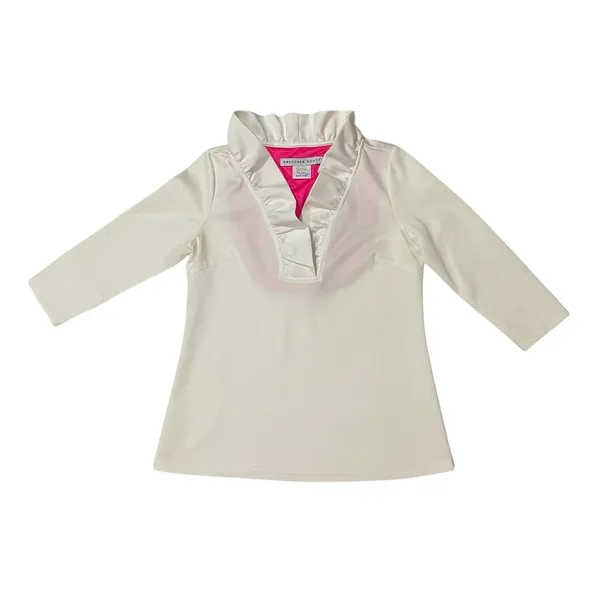 Gretchen Scott Jersey Ruffle Neck 3/4 Sleeve Top - White - Small - Image 9