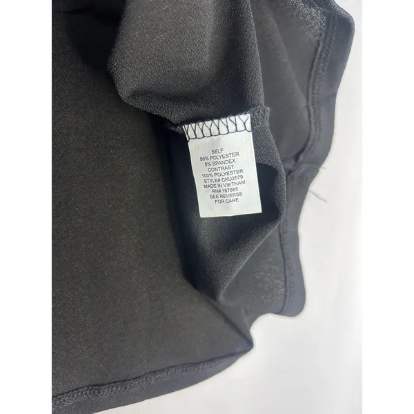 NY Collection Women Plus Size 2X Top Black Polka Dot Chiffon Puff Sleeve Stretch - Image 3