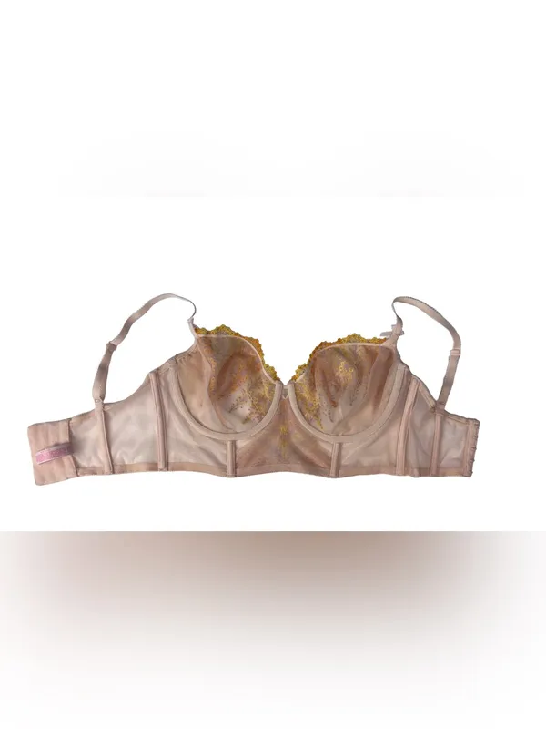 Victoria’s Secret Embroidered Longline Bra 36DD Blush Pink Floral Unlined - Image 5