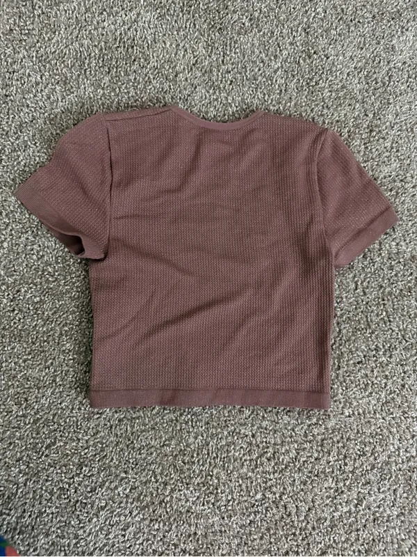 Wild Fable Small Mauve Pink Glitter Shimmer Ribbed Crop Tee Short Sleeve Gym - Image 8