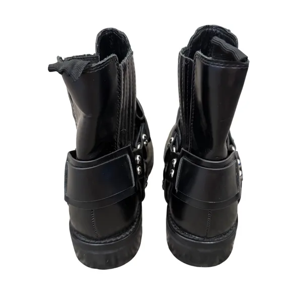 Marc Fisher LTD Black Leather Harness Biker Ankle Boots Silver Studs 6.5 NEW - Image 5